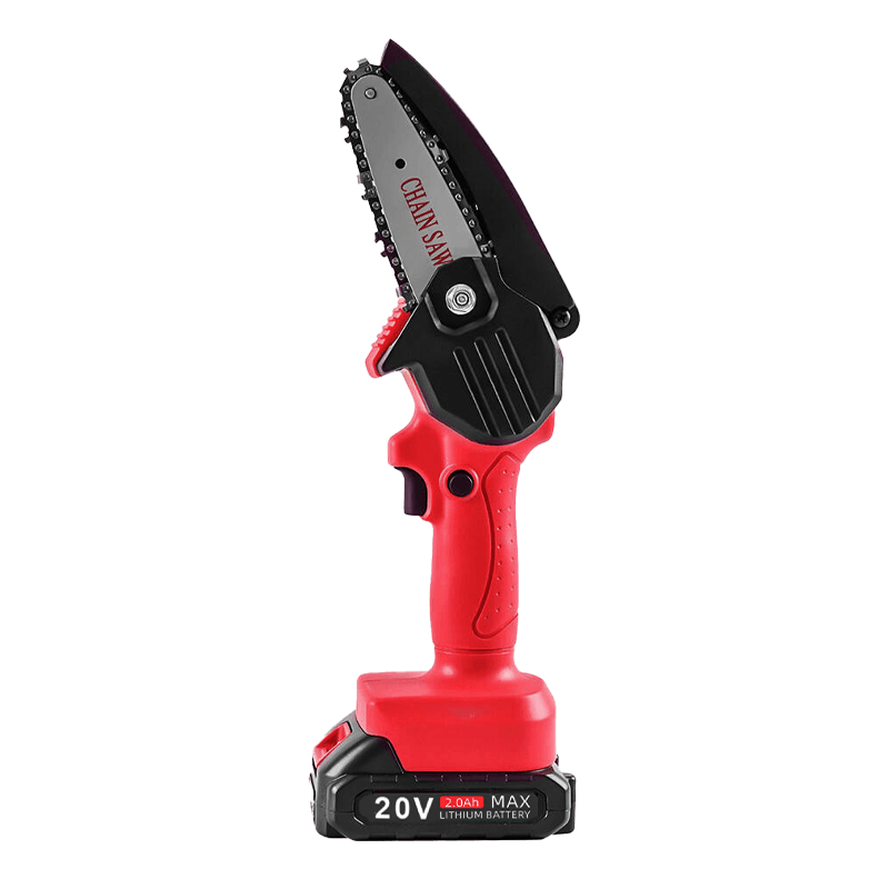 Tebowo red 20V cordless angle grinder on a black background