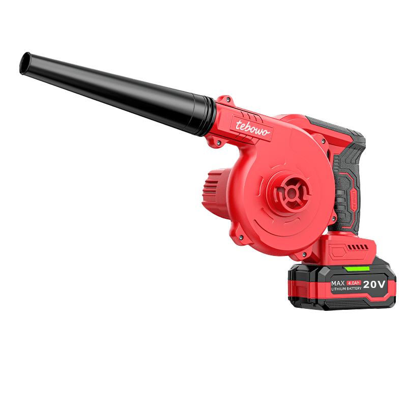Tebowo red 20V cordless blower on a black background