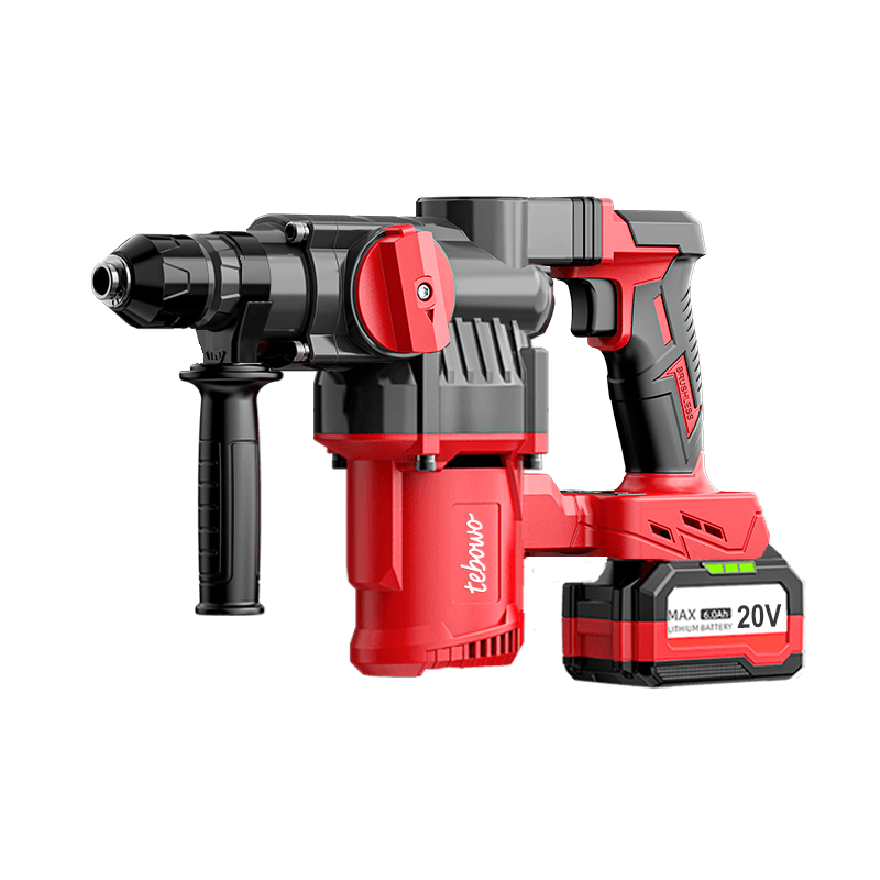 Tebowo red 20V cordless circular saw on a black background