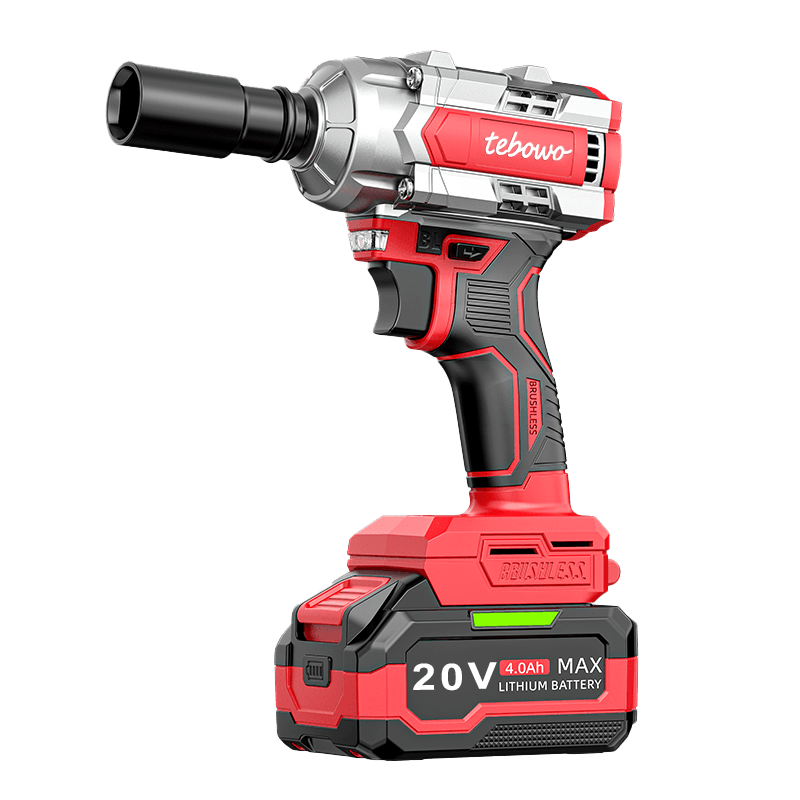 Tebowo red 20V cordless impact wrench on a black background