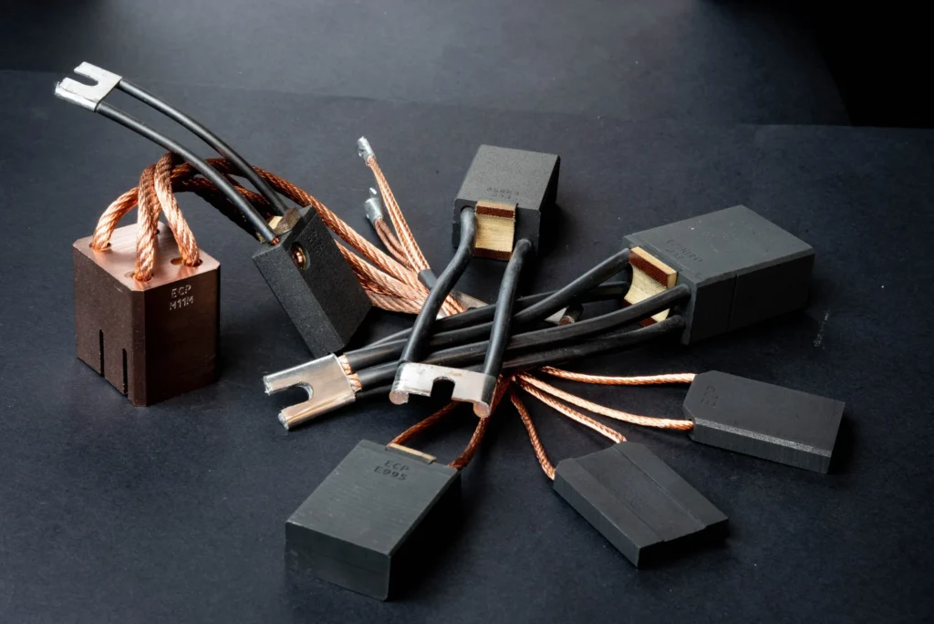Assortment of carbon brushes with copper leads