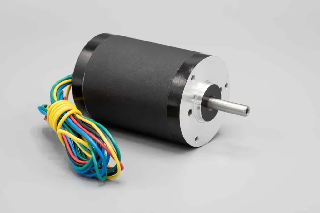 Black brushed DC motor with colored lead wires