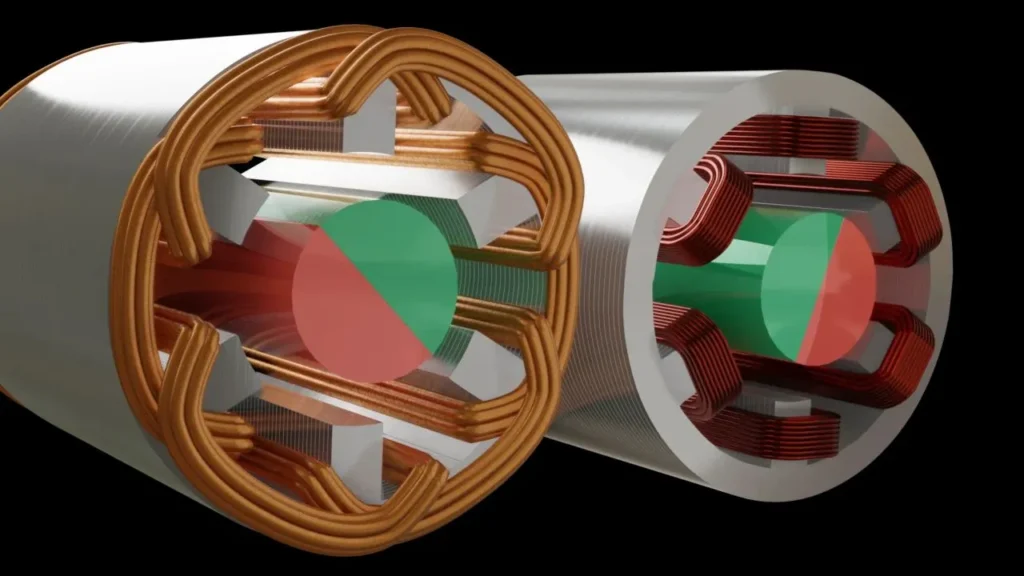Cutaway comparison of dual-speed motor winding configurations