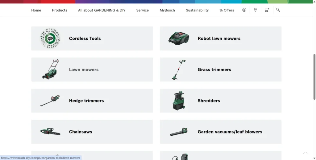 Garden tool manufacturer's online product range