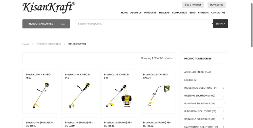 KisanKraft garden tool website product page
