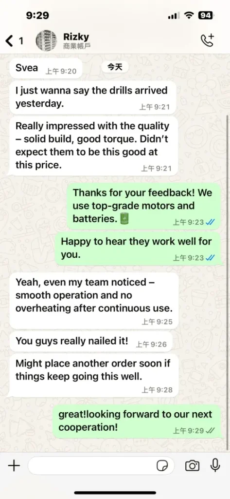 tebowo Lithium Battery Tools Customer WhatsApp Reviews 1