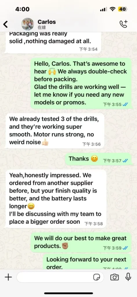 tebowo Lithium Battery Tools Customer WhatsApp Reviews 5