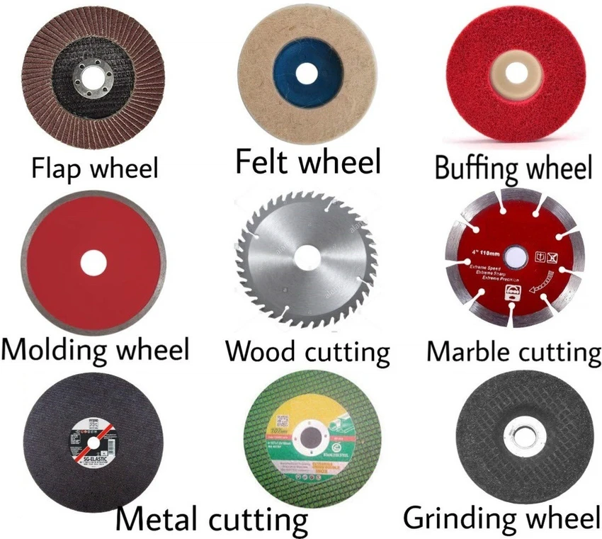 Grinding, cutting and finishing accessories shown for comparison