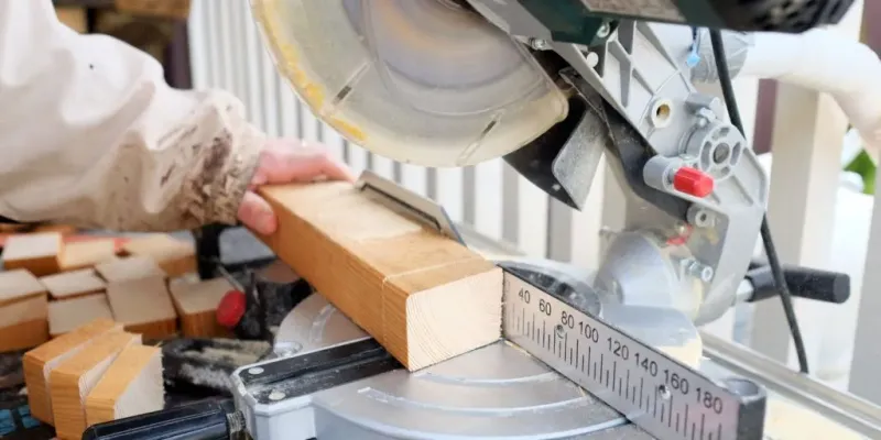 Miter saw set up for a compound angle cut