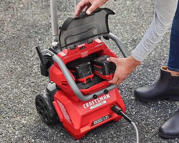 Battery-powered pressure washer with removable battery