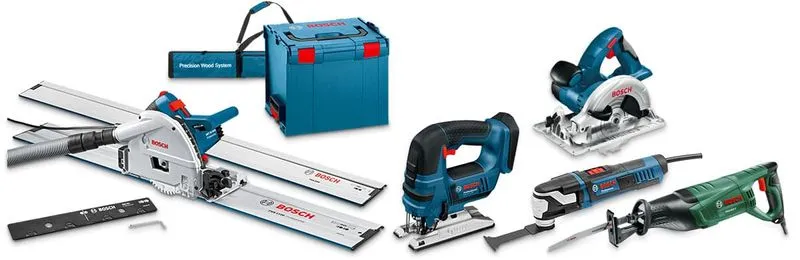 Track saw, jigsaw, circular saw and reciprocating saw collection