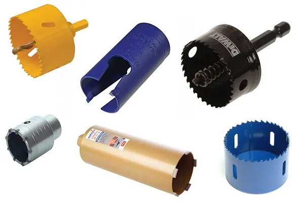 Assortment of hole saws for different materials