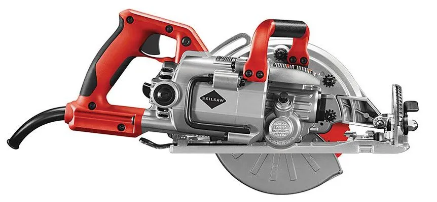Worm-drive circular saw on a white background